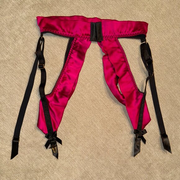 Bordelle Garter Belt Bright/Deep Fuchsia Pink, Size Small - Picture 2 of 15